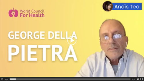 The founder of SafeBlood presents his project at the World Council for Health network.